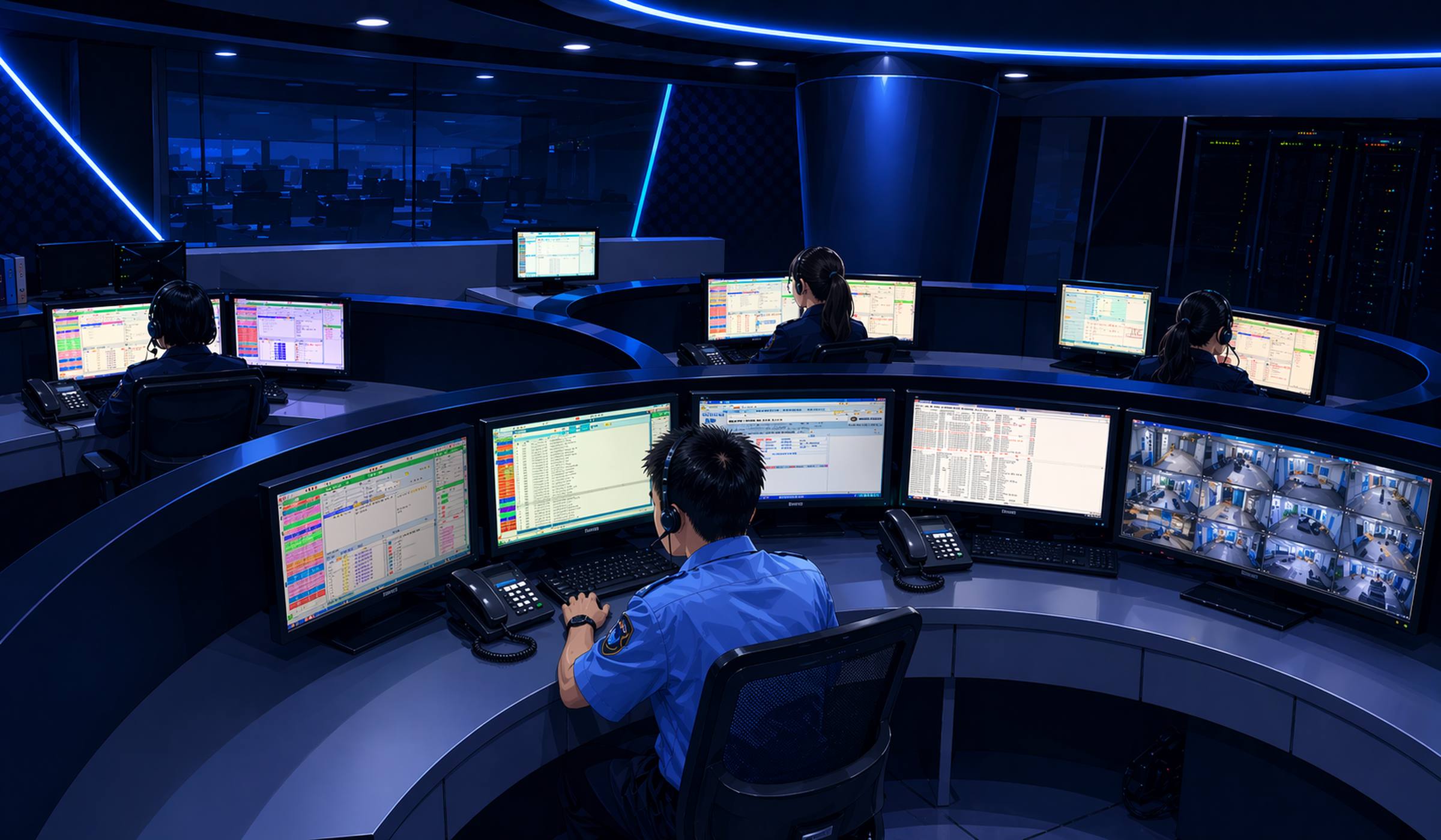 華辰保全 24 小時管制中心示意圖