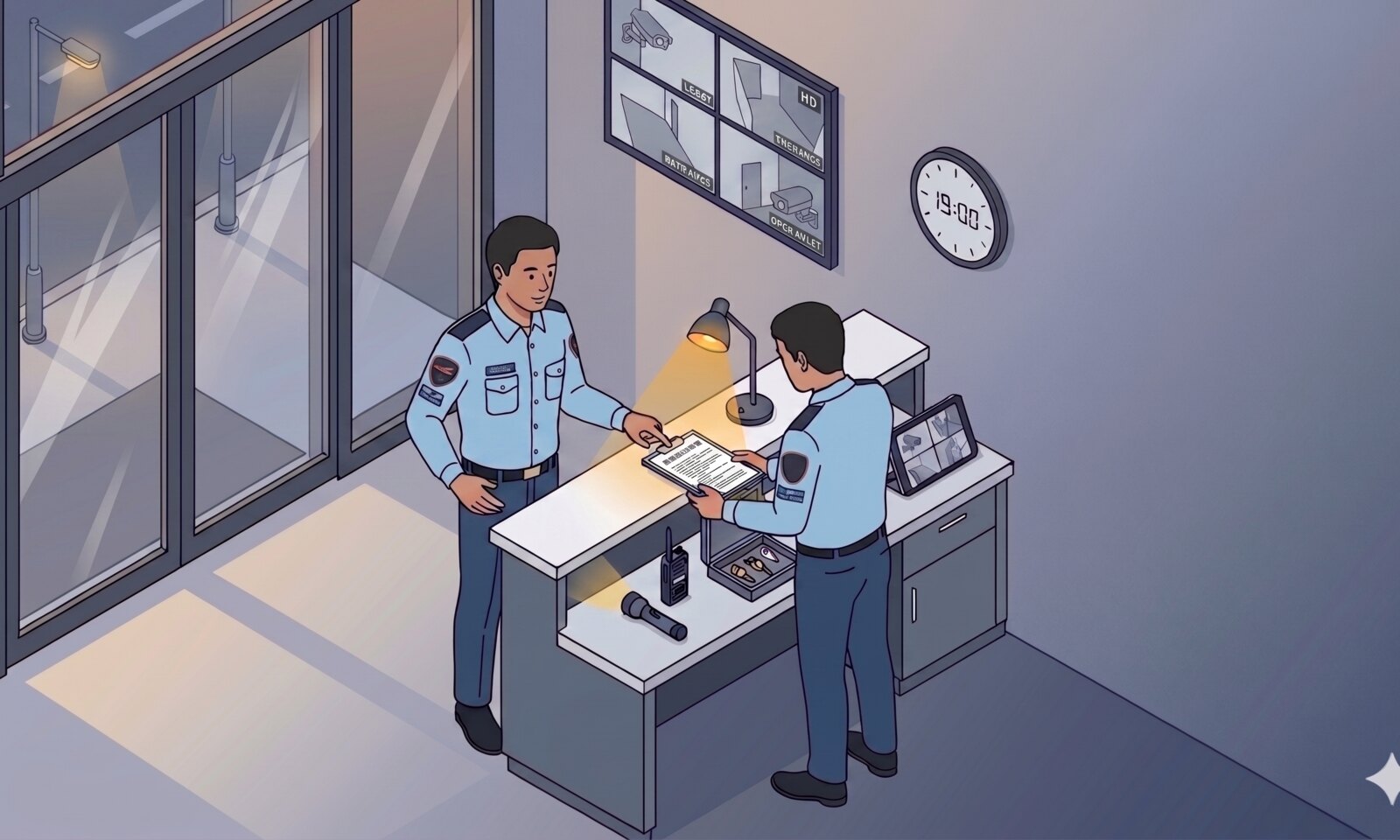 日夜班保全人員在櫃檯交接點交清單 — 服務交付的共同底色